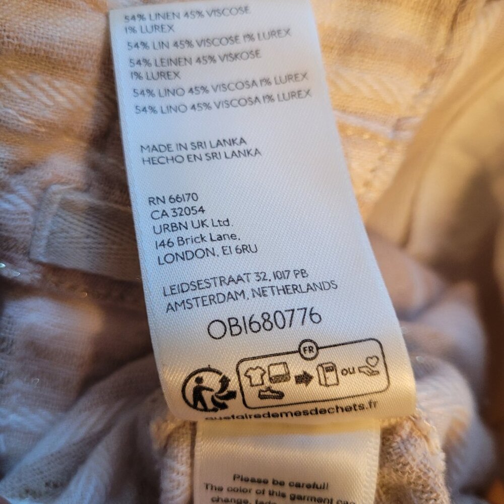 Linen-Blend Wide Leg Cargo Pants in Beige Stripe - Picture 7 of 8